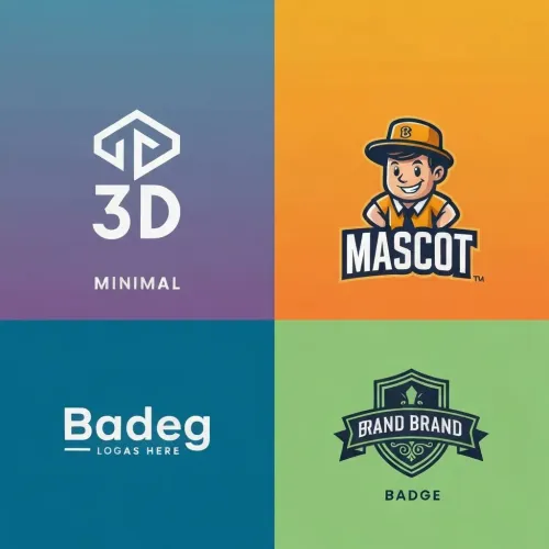 Multiple logo styles from minimal to 3D