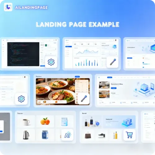 AI landing page builder: Diverse industry templates with custom layouts.