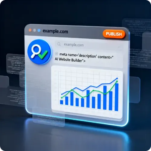 AI website builder: Built - in SEO, one - click publish, analytics tracking.