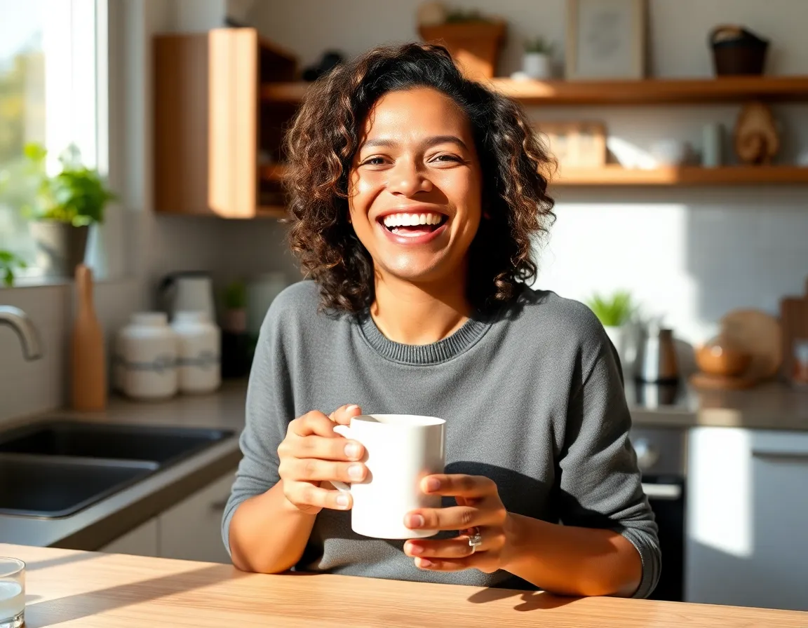 Person enjoying energizing coffee