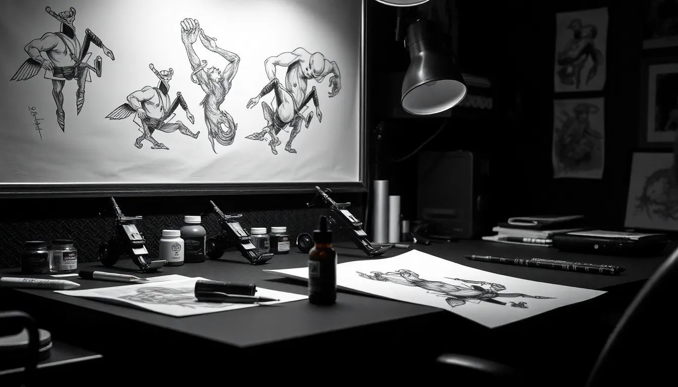Tattoo artist workspace
