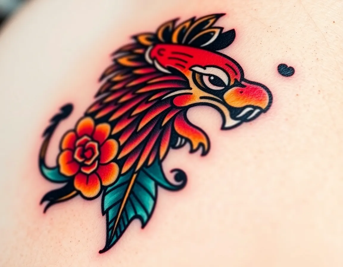 Traditional style colorful tattoo