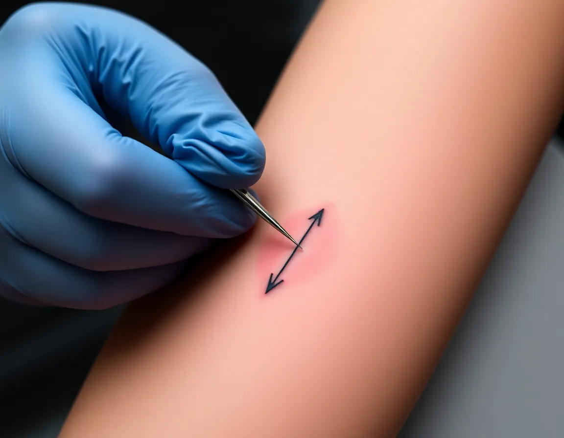 Minimalist single needle tattoo