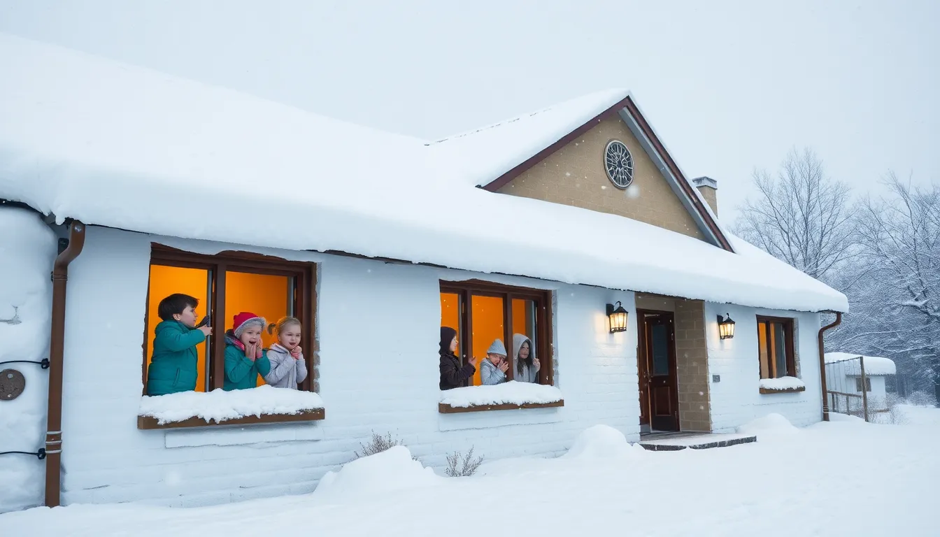 Snow day excitement at home and school