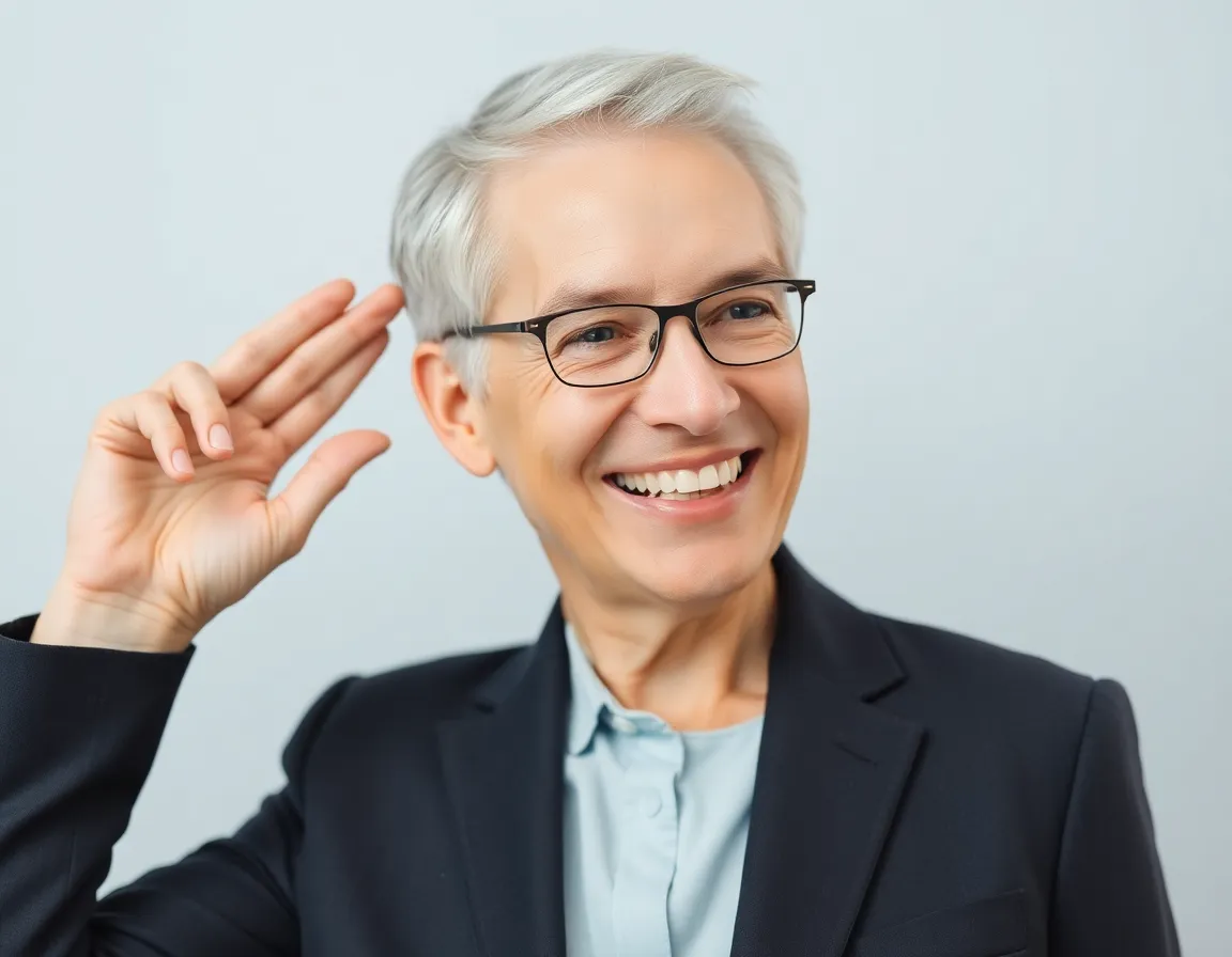 Person experiencing restored hearing health
