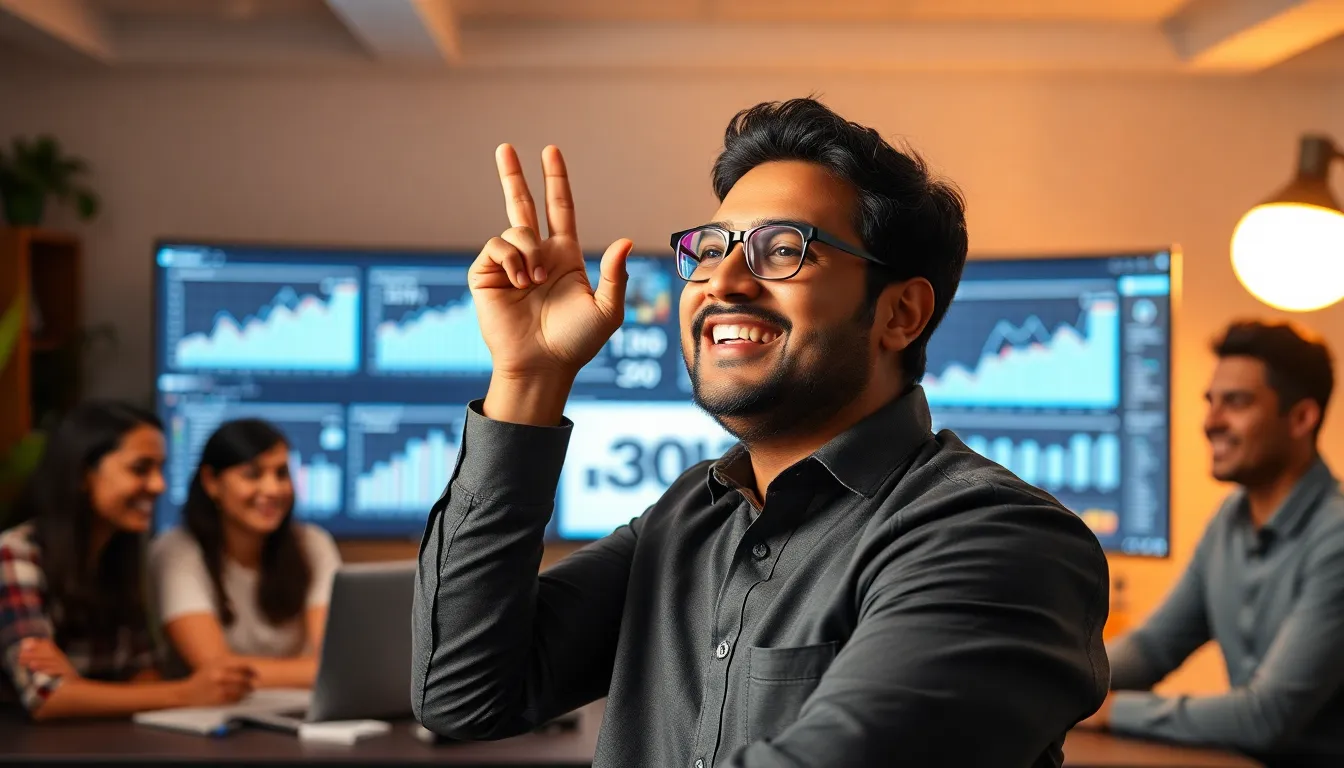 Successful educator celebrating with students