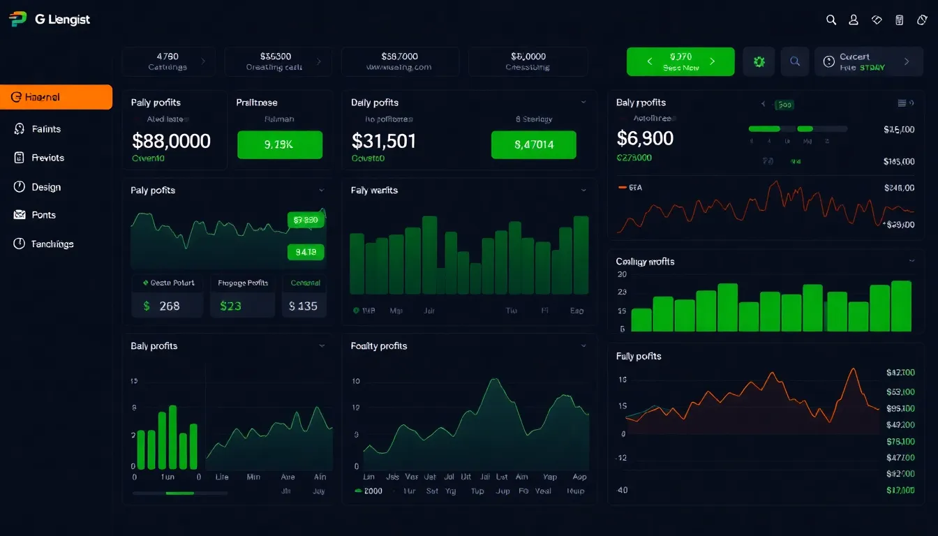 Live earnings dashboard showing daily profits