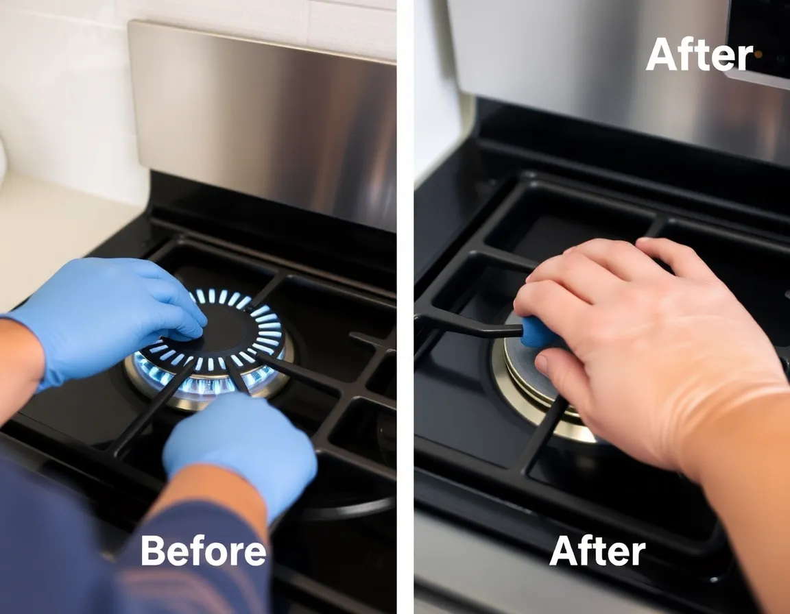 गैस स्टोव रिपेयर - पहले और बाद में