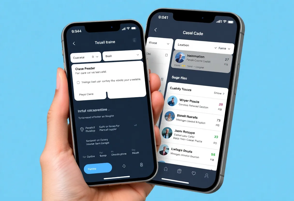 Legal case management app on iPhone mockup