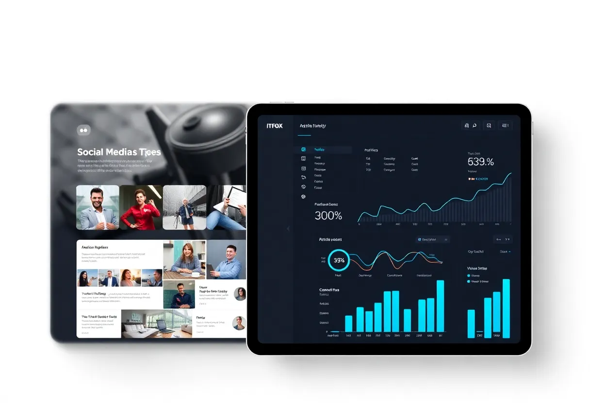 Marketing analytics dashboard on iPad mockup