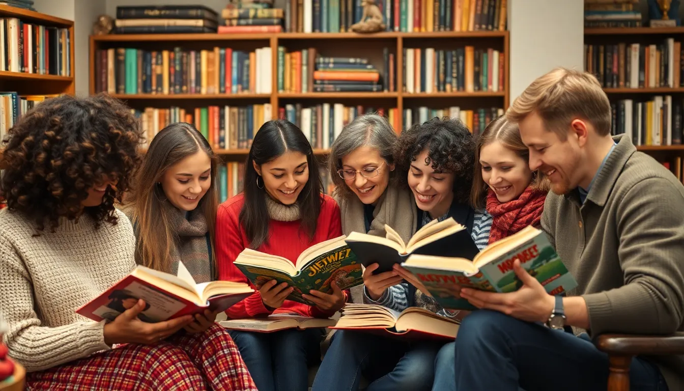 People of all ages enjoying books