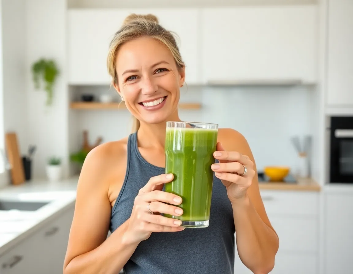 Woman enjoying healthy smoothie