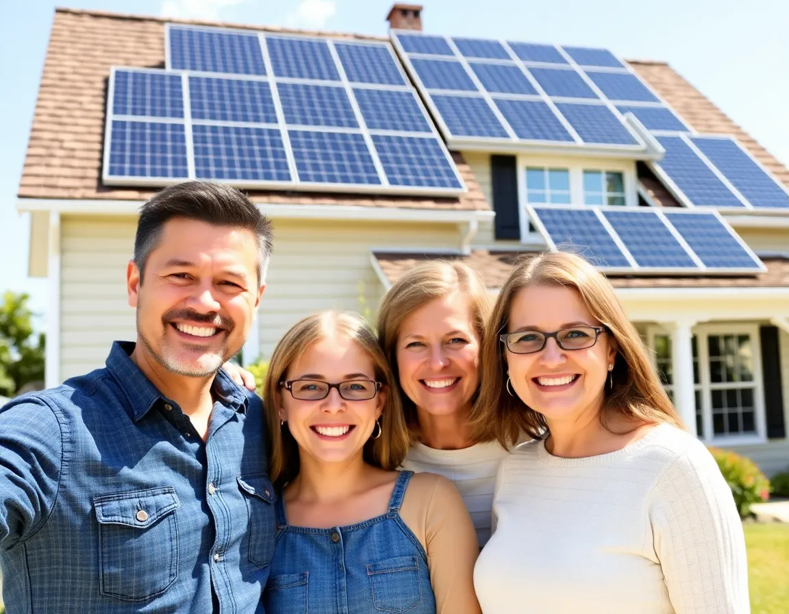 Family enjoying energy independence with solar system