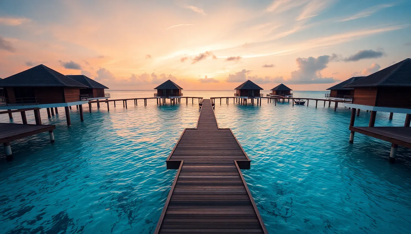 Maldives luxury overwater villas with crystal clear waters
