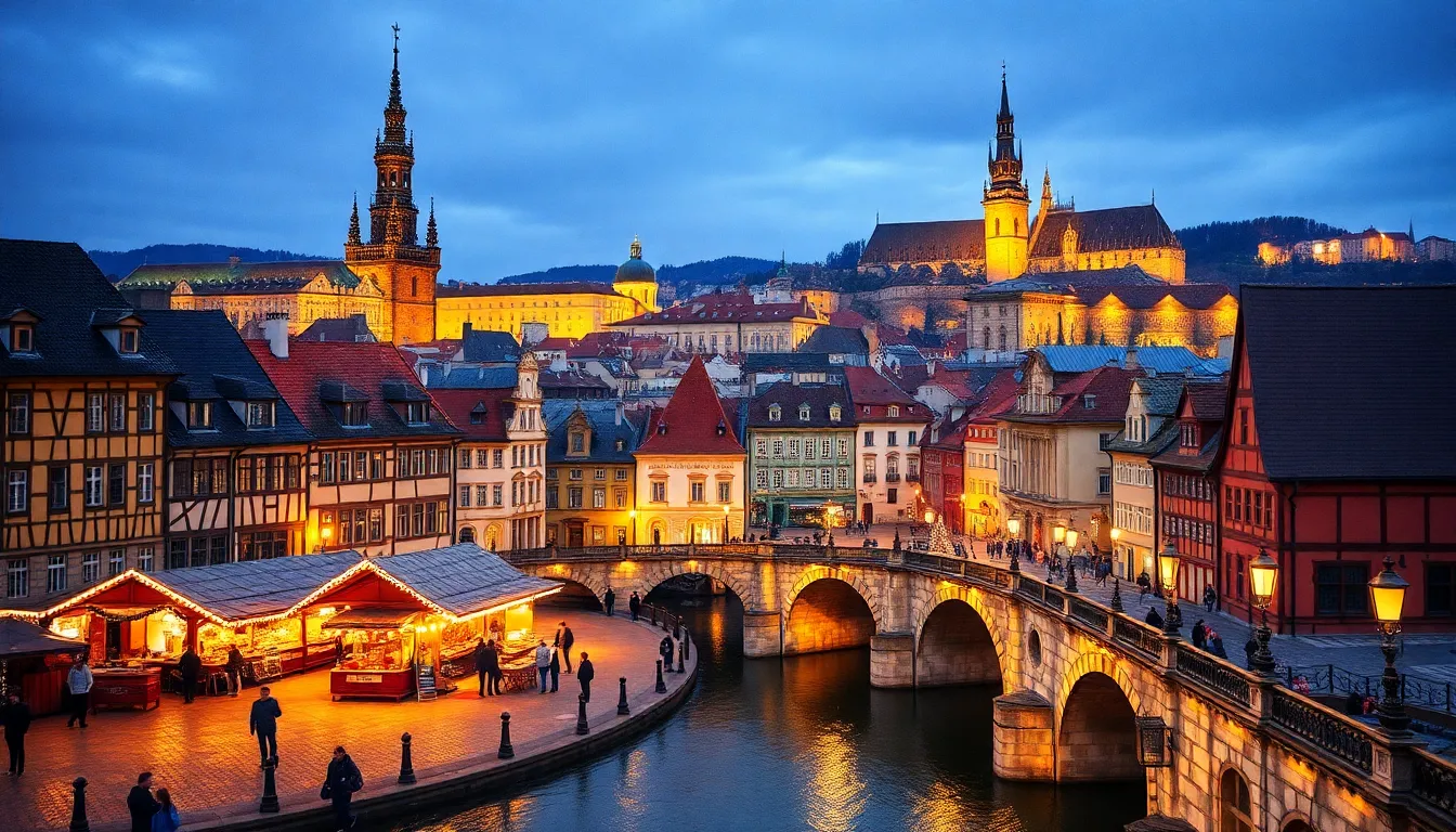 Prague Czech Republic with fairytale Christmas atmosphere and historic architecture