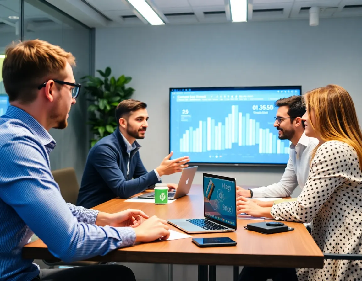 Professional team working on cryptocurrency solutions