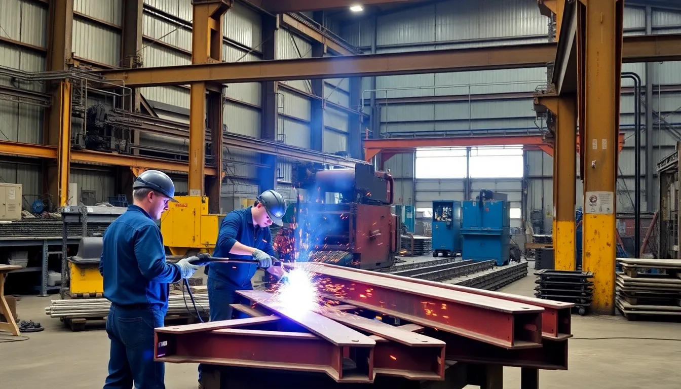 Steel fabrication workshop and machinery