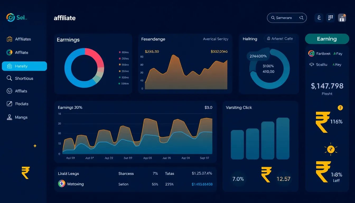 Digital affiliate dashboard interface