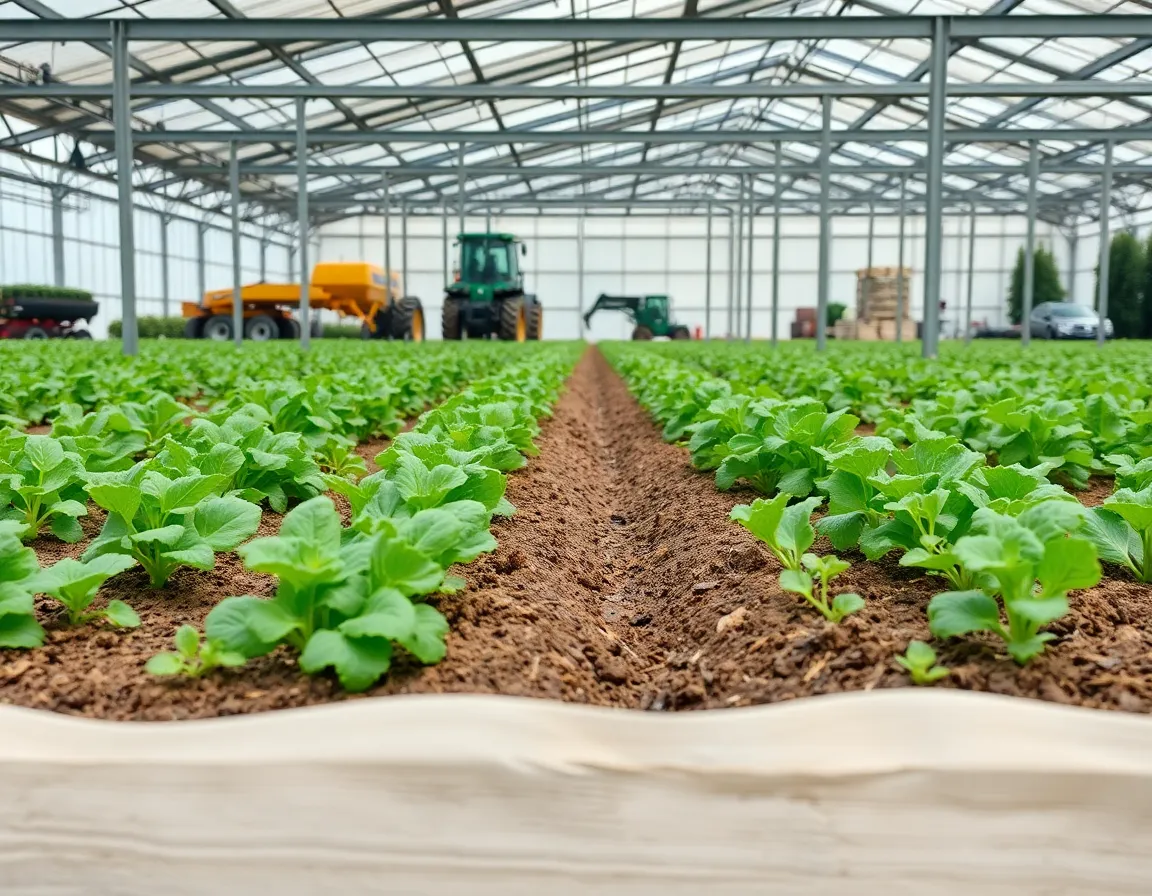 Thriving organic farm with healthy crops