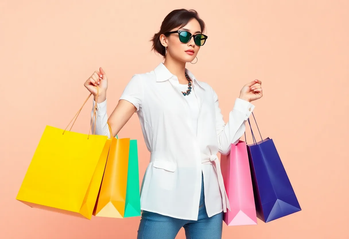 Fashion Model with Shopping Bags