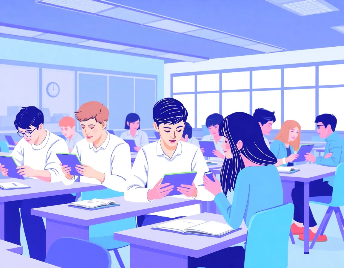 Ilustrasi siswa belajar digital