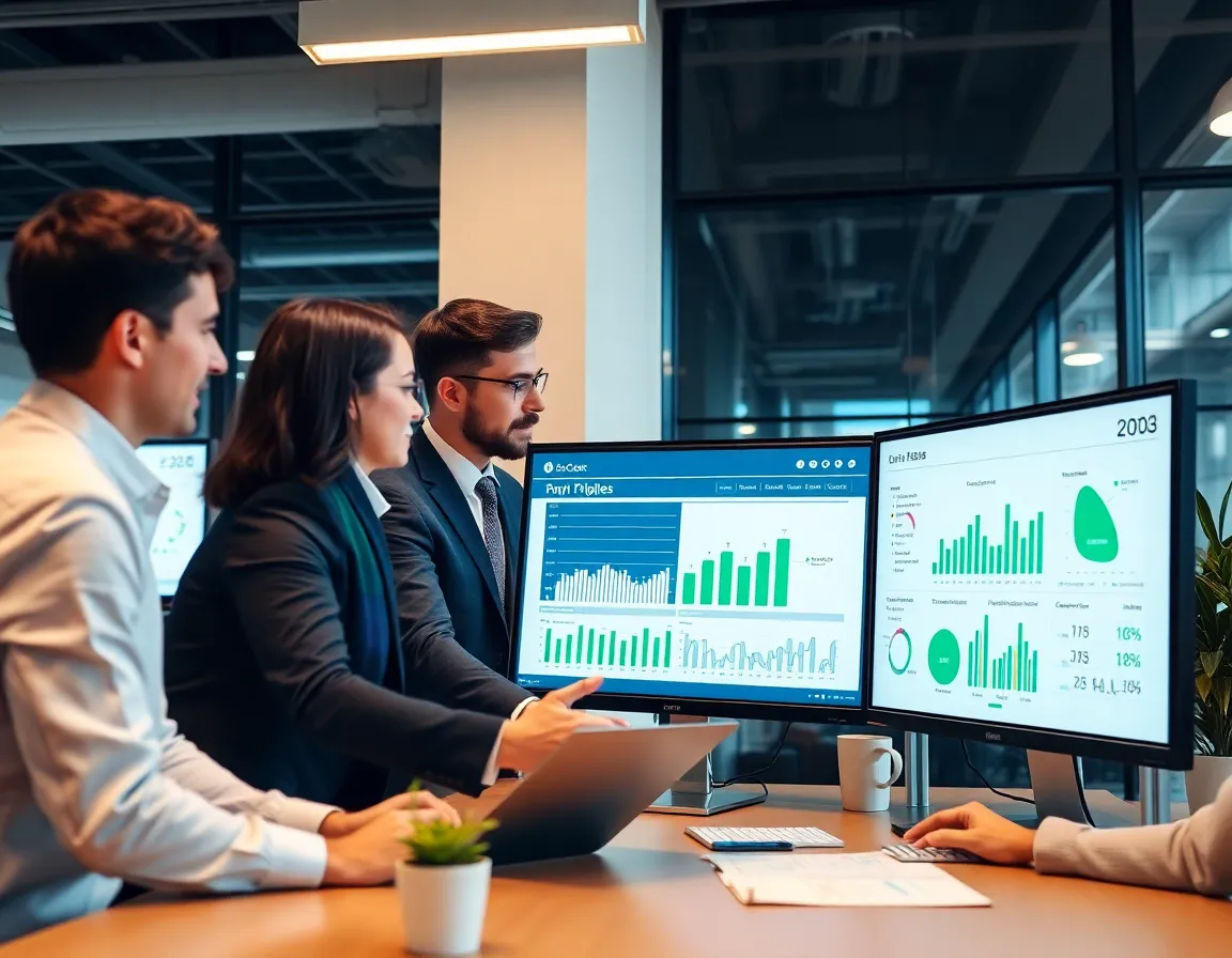 Équipe analysant l'impact environnemental