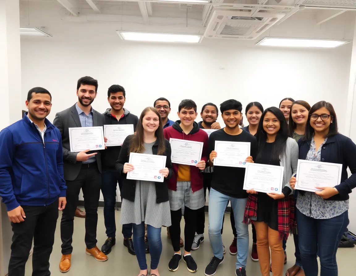Students celebrating successful training completion