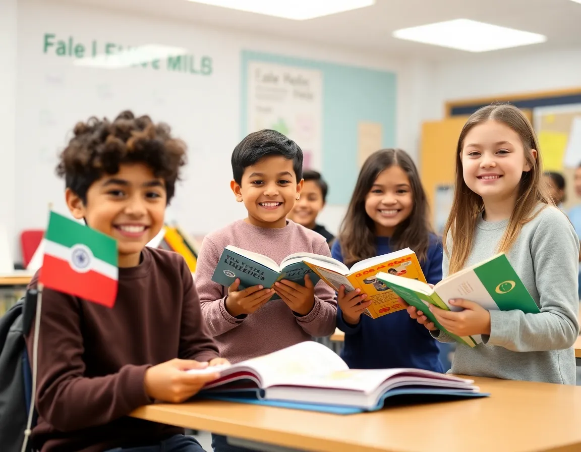 Estudiantes interactuando en un entorno bicultural