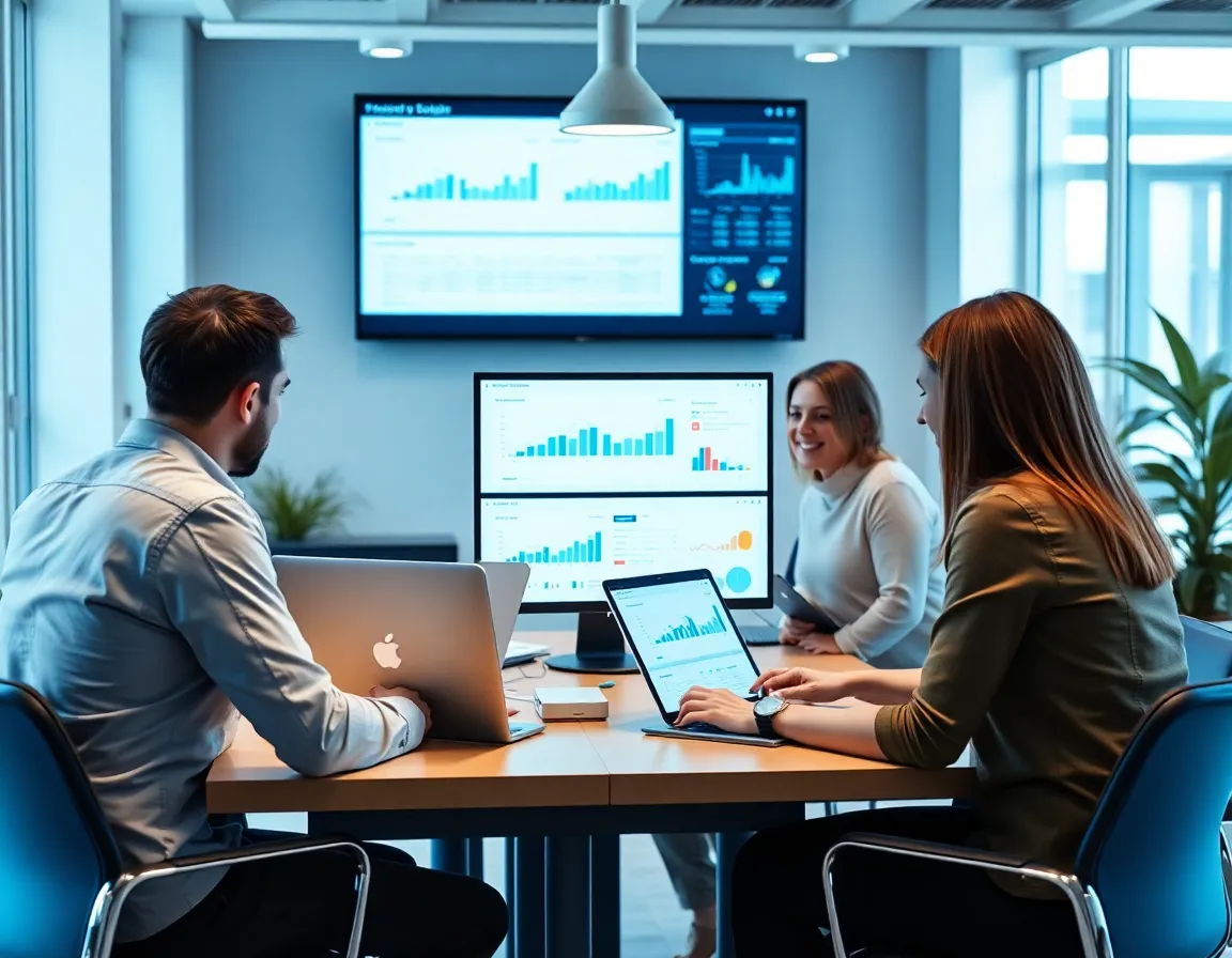 Equipe de marketing digital trabalhando em campanhas