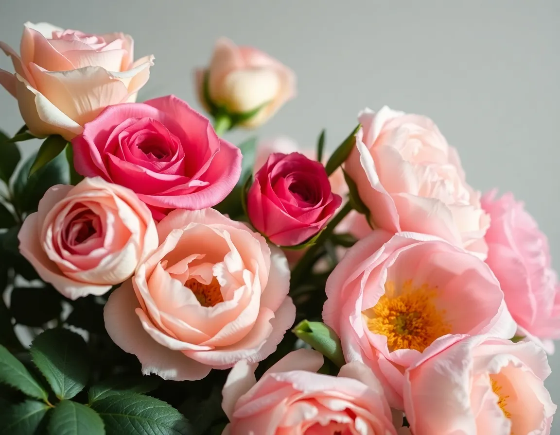 Rose and peony composition