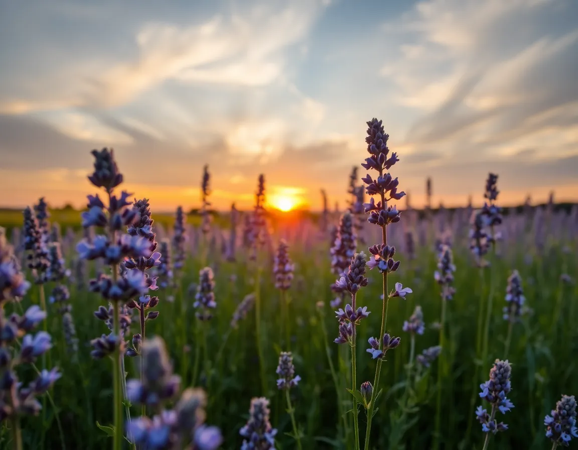 Lavender field at sunset