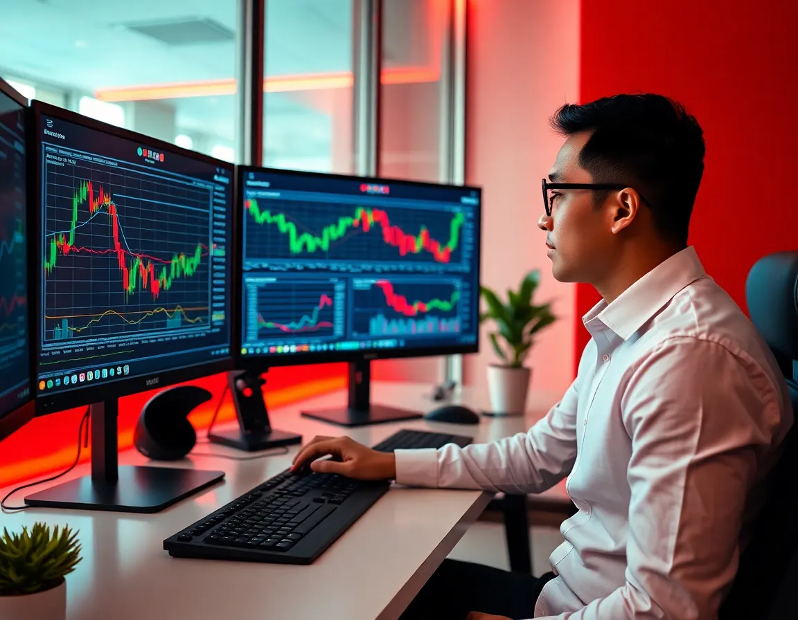 Trader profesional menganalisis grafik forex