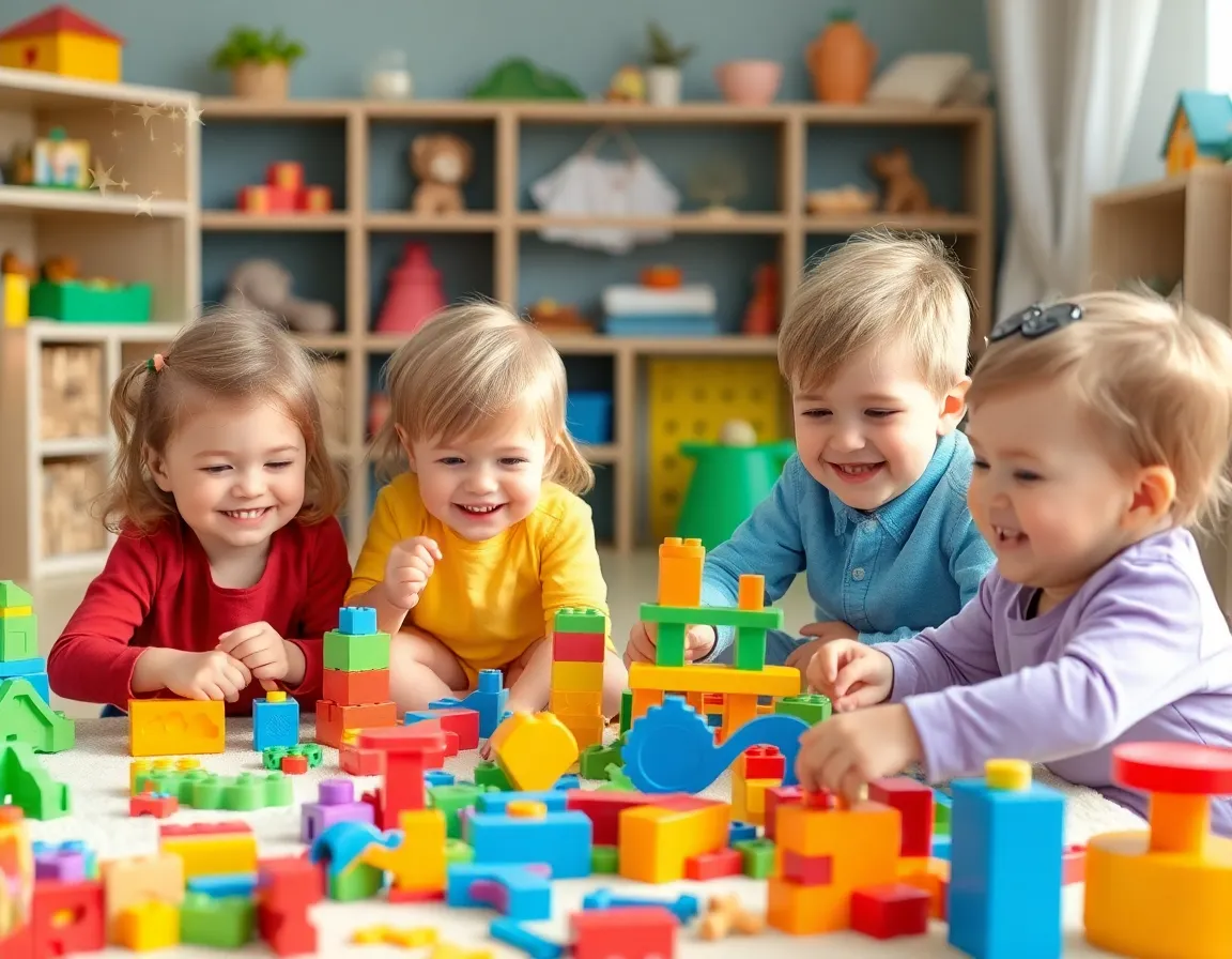 Children playing with magical toys
