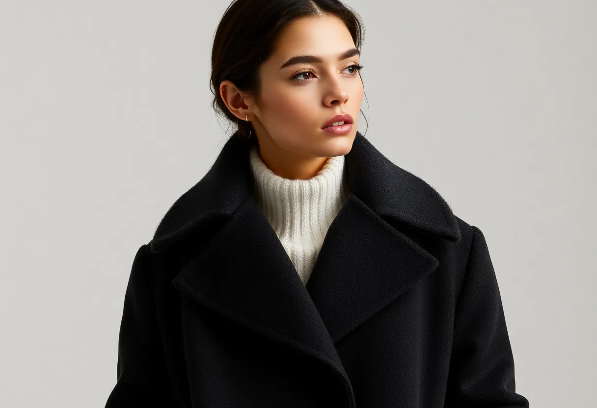 Fashion model displaying seasonal collection