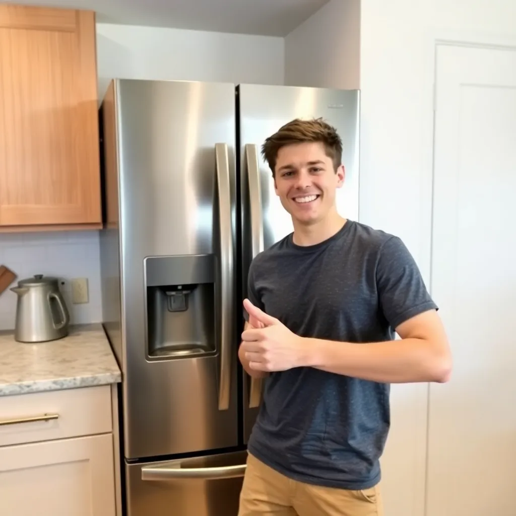 Mike R. with his new refrigerator