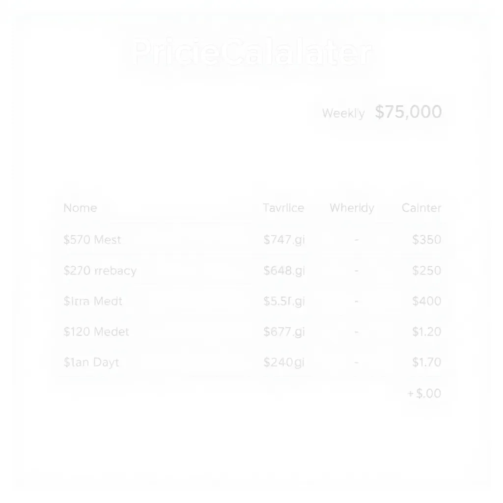 Simple weekly pricing structure