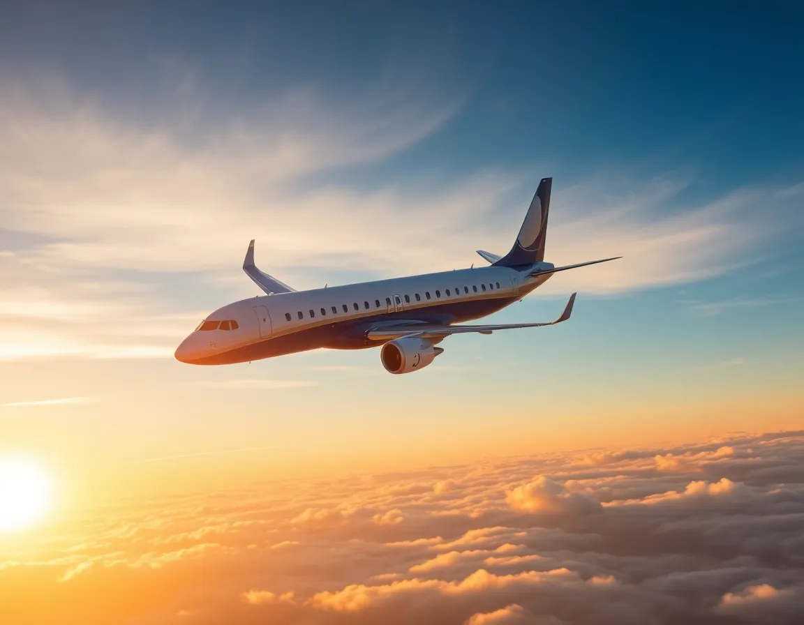 Airplane flying above clouds