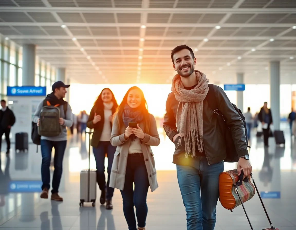 Happy travelers enjoying smooth airport support