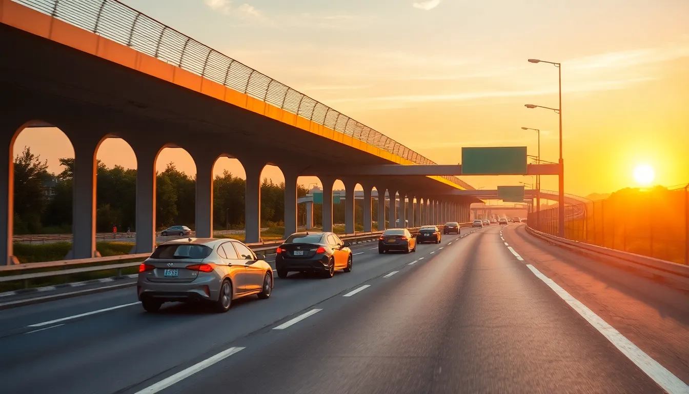 Highway at sunset