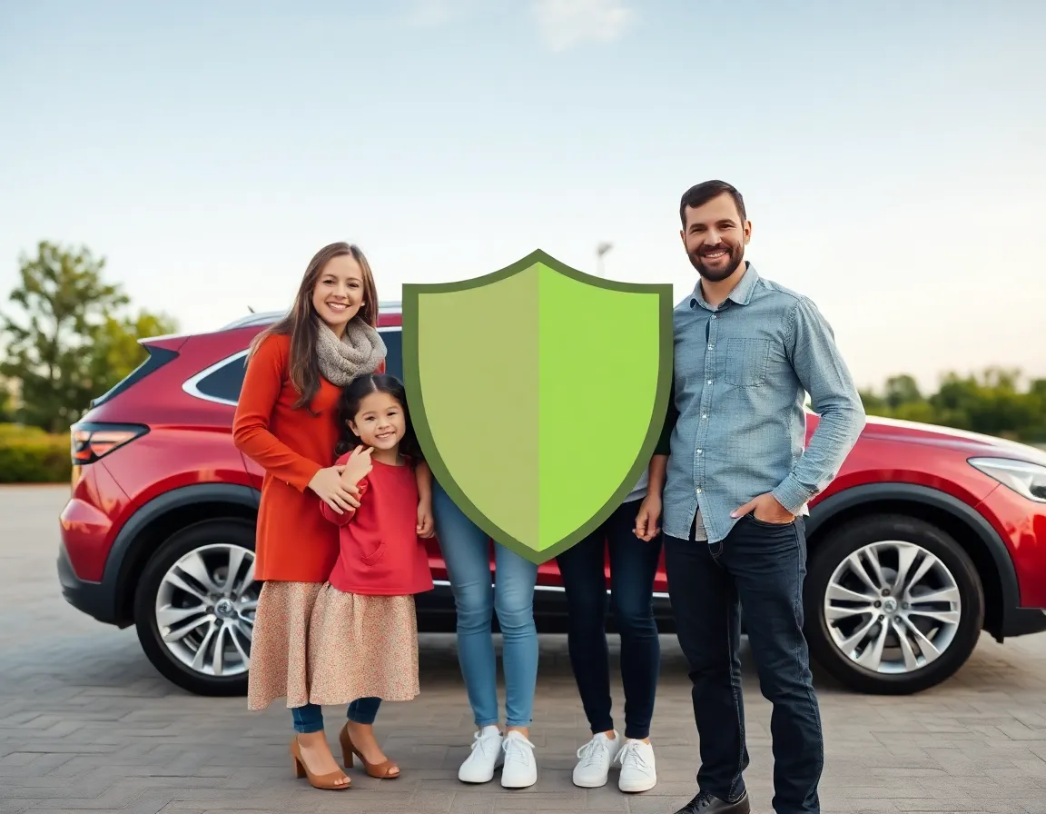 Family protected by auto insurance