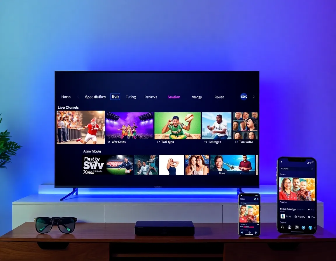 IPTV streaming interface on TV and mobile devices