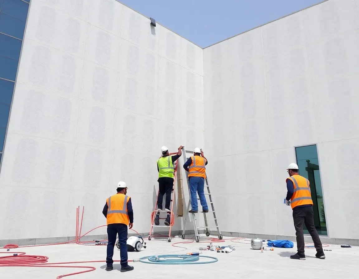 فريق العزل الدائم يعمل على مشروع عزل فوم في الرياض