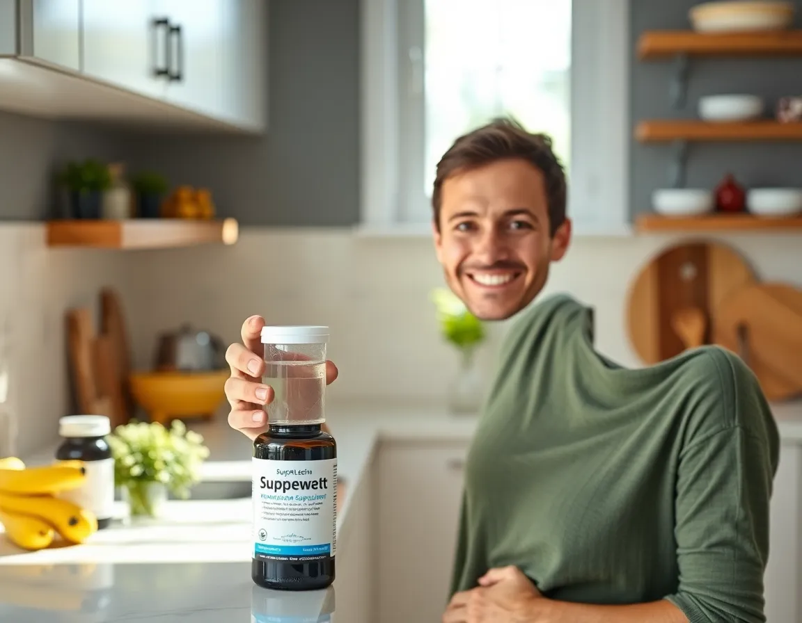 Happy customer in a bright kitchen