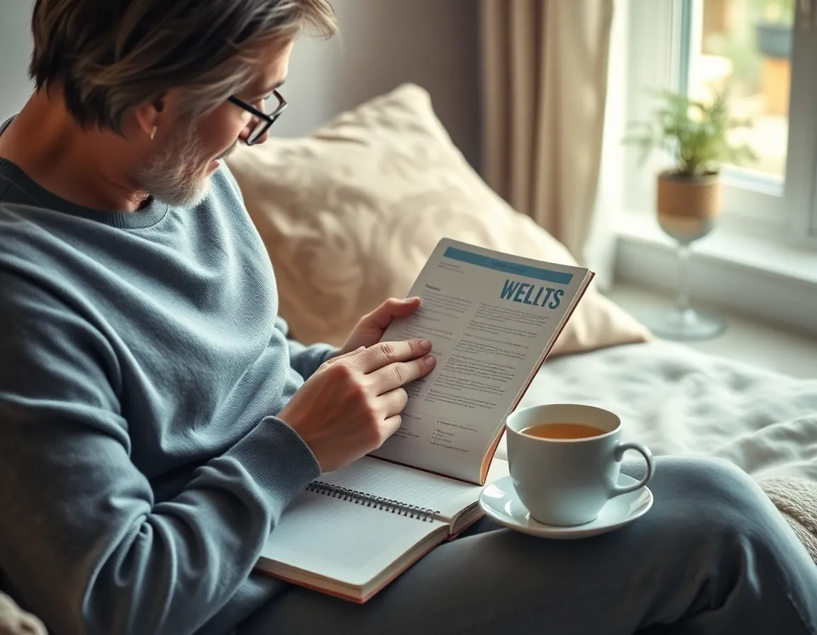 Customer reviewing product information at home