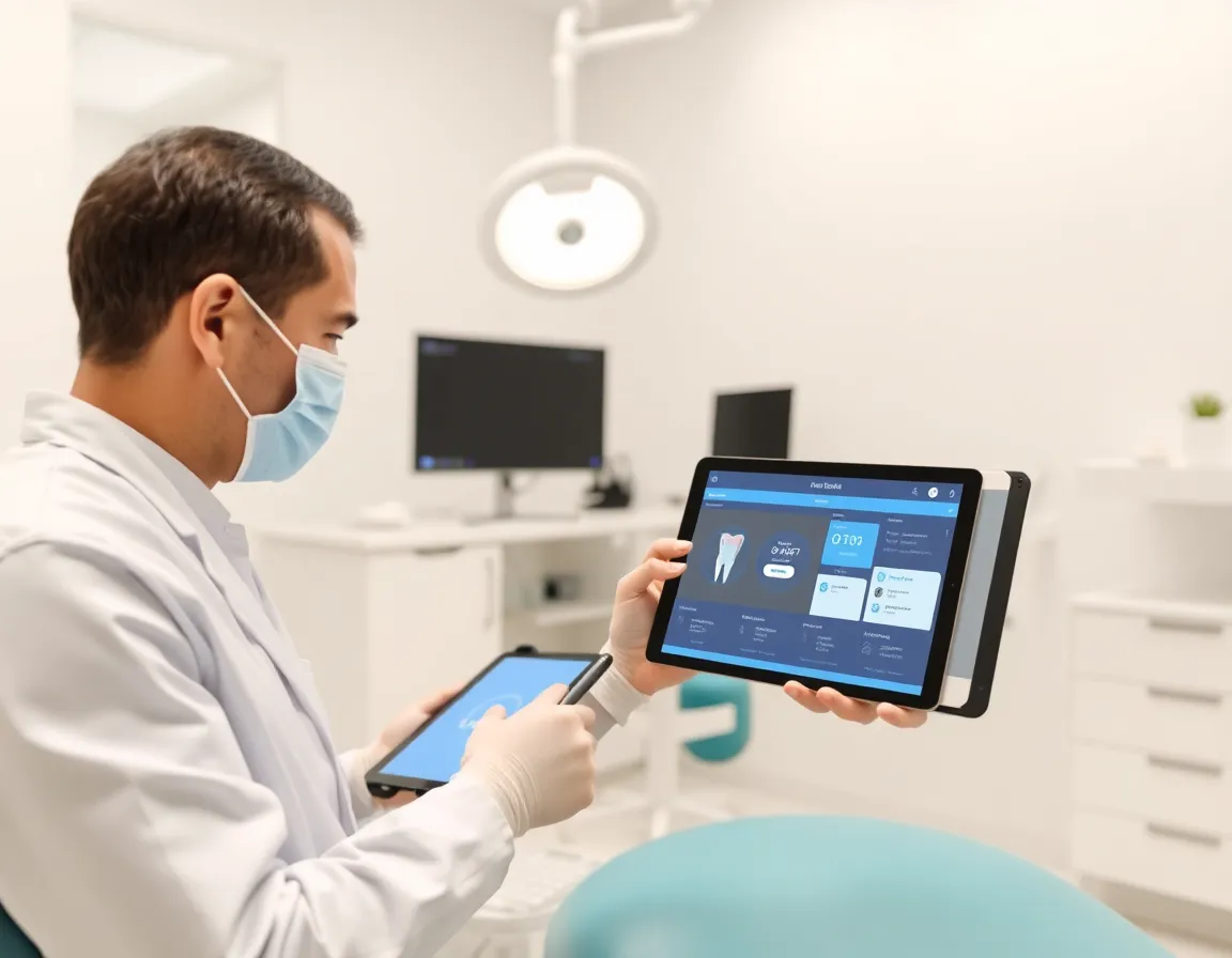 Dentist using Open Dental software
