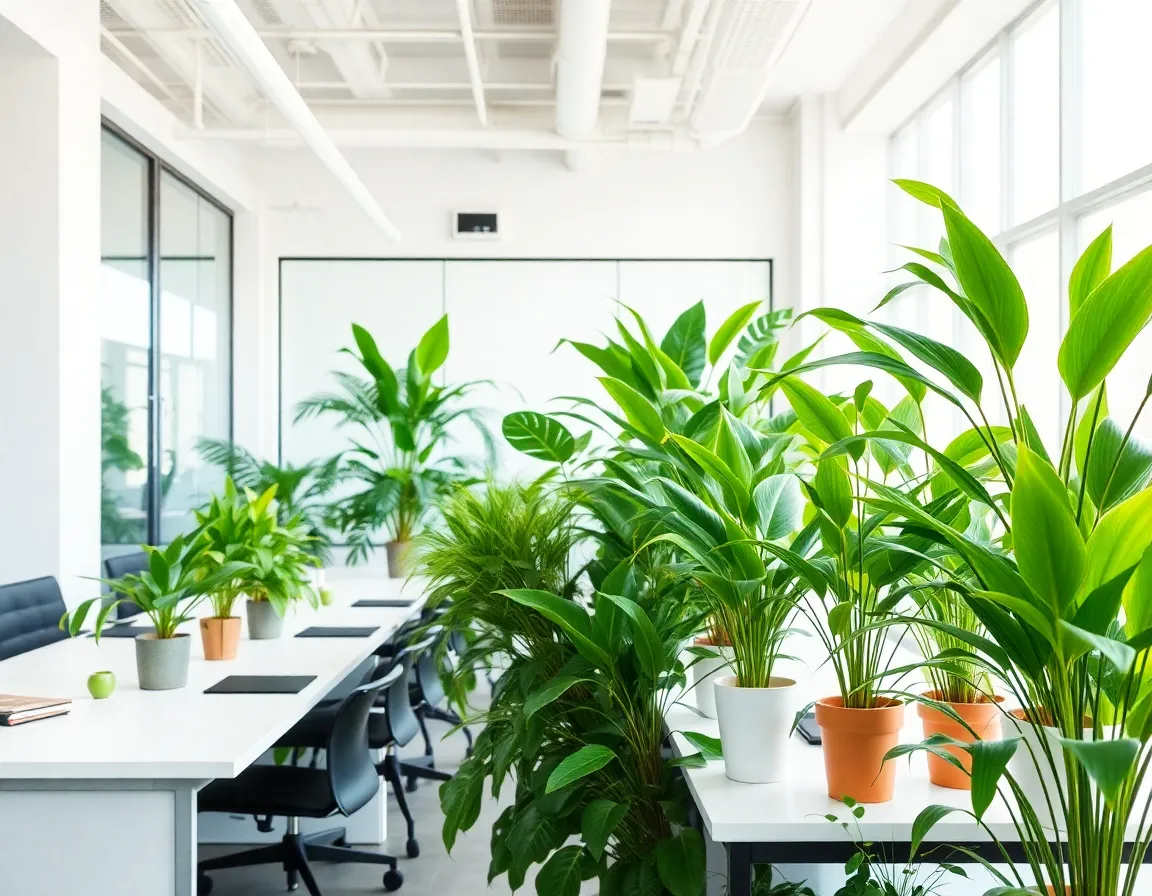 Modern office with indoor plants
