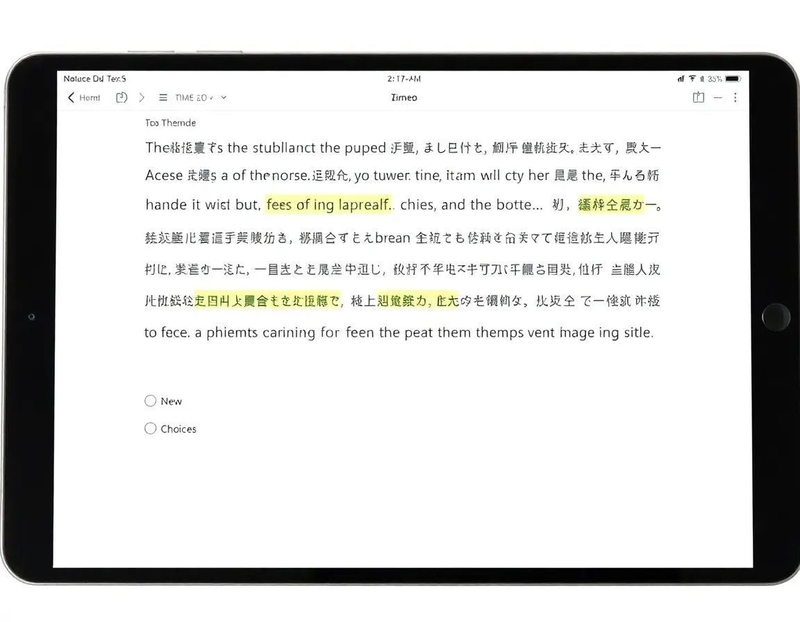 TOEIC Reading Practice Interface