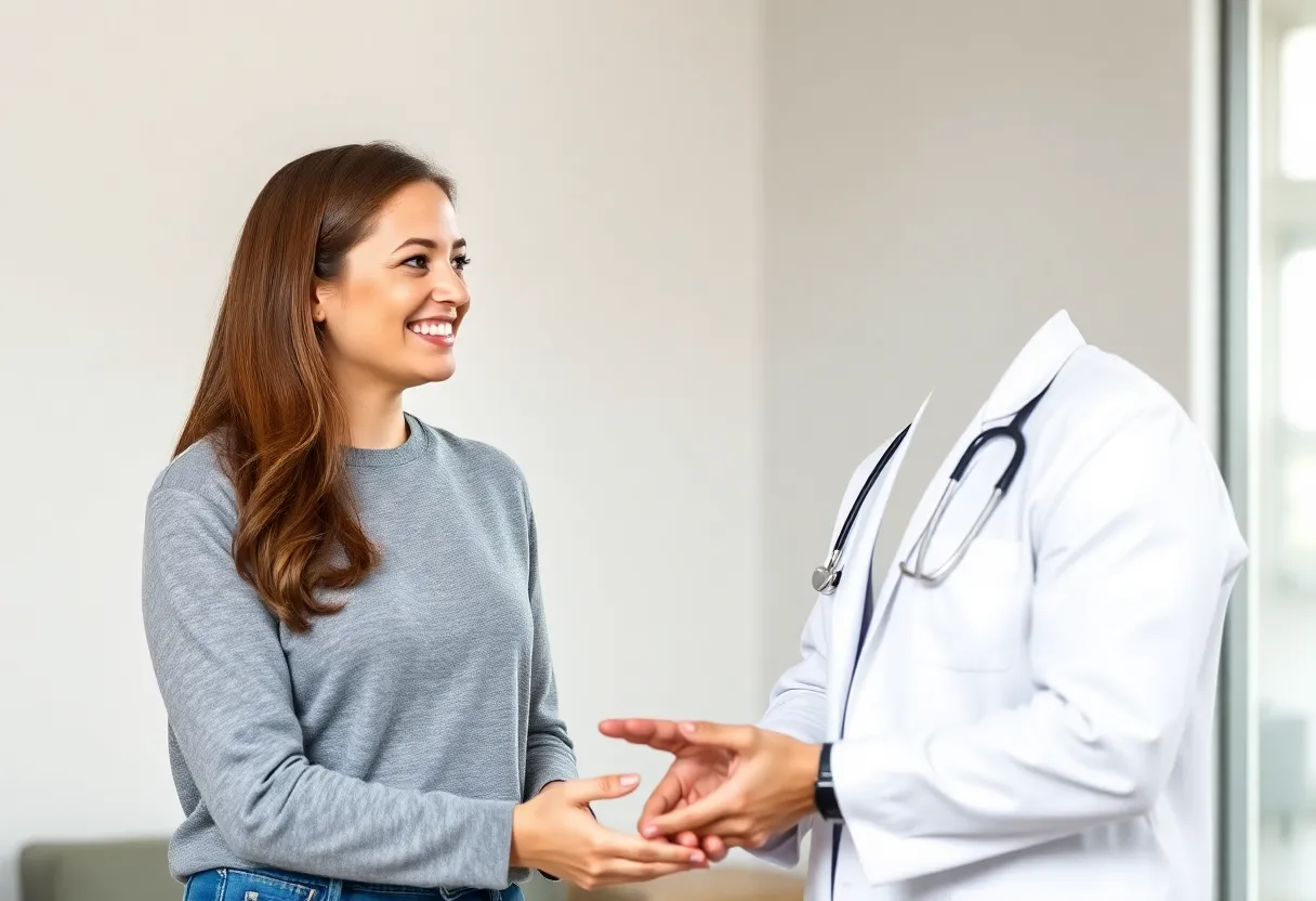 Patient speaking with healthcare professional