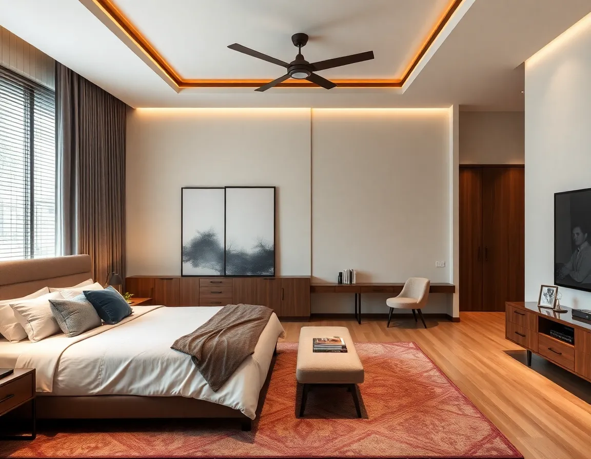 Interior kamar tidur elegan kontemporer di Surabaya