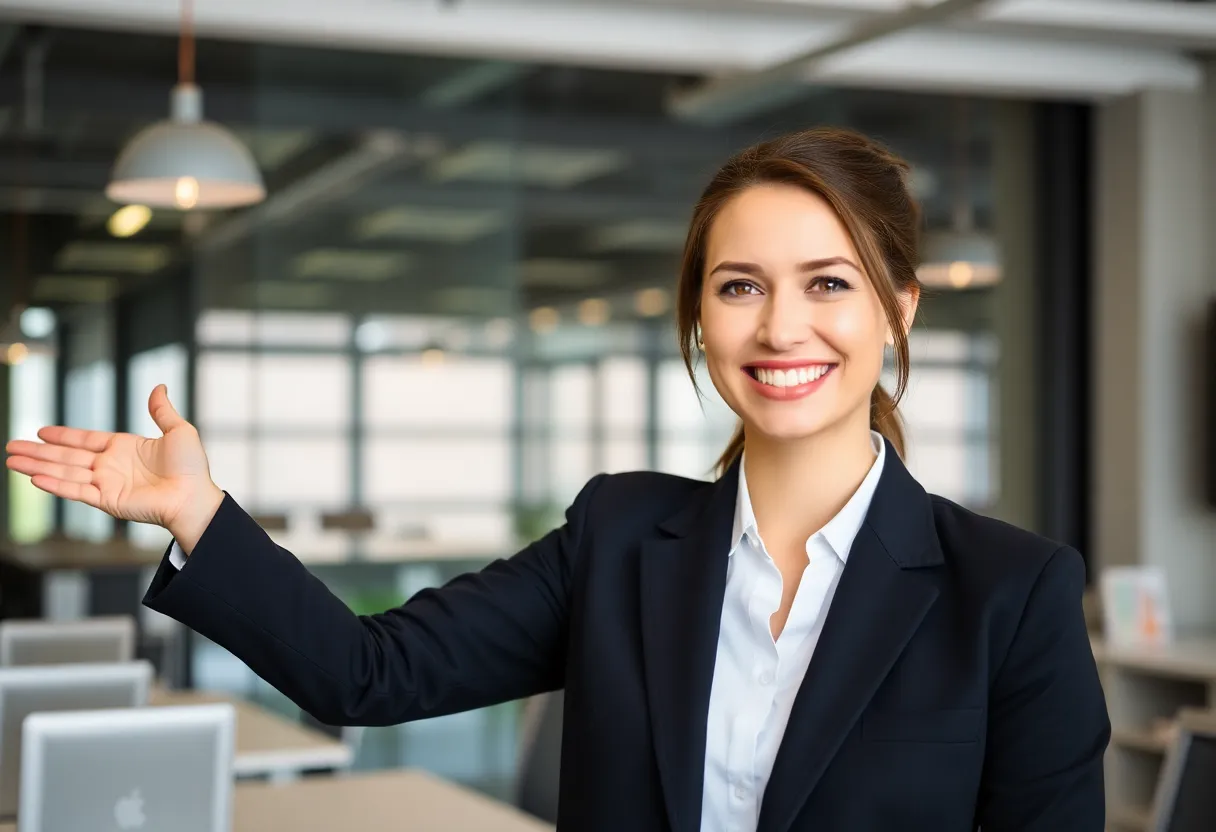 Professional celebrating career success